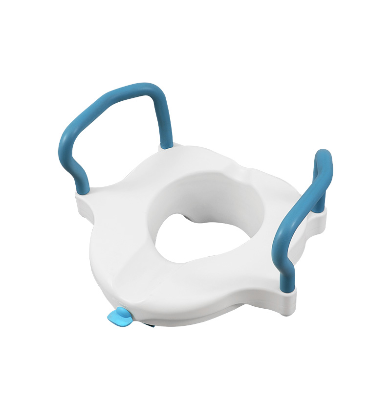 E-Z lock Verhoogde toiletbril met blauwe handgrepen